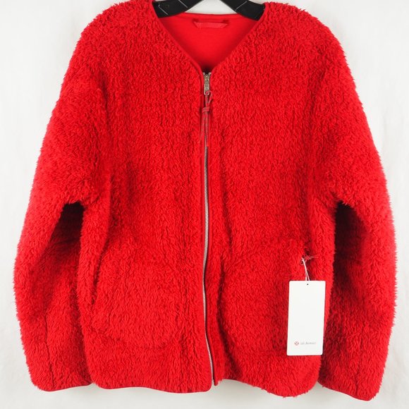 lululemon athletica Jackets & Blazers - Lululemon Oh So Sherpa Full Zip Jacket Dark Red 10